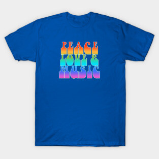Peace Love And Music Retro Rainbow Graphic T-Shirt