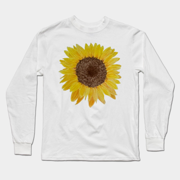 Sunflower Drawing Long Sleeve T-Shirt by DrawWithSacha