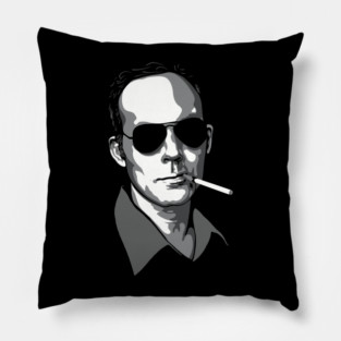 Hunter S Thompson greyscale Pillow