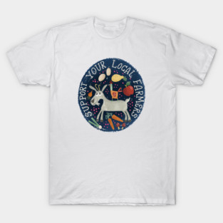 Support your local farmer//farmers market goat,fruit,vegetables design T-Shirt