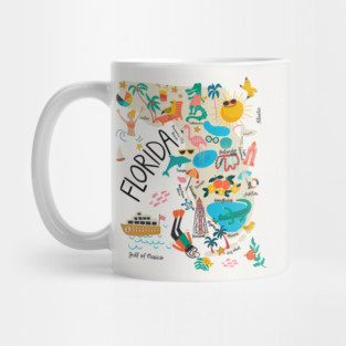 Florida whimsical Map//custom map design and pattern Mug