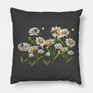 bees making honey from flowers Pillow