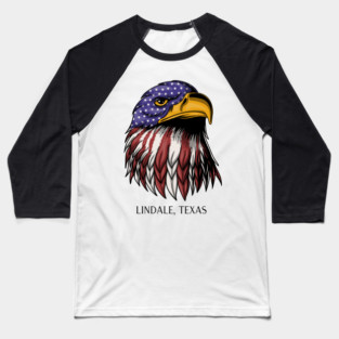 Lindale Texas Eagles American Pride USA Flag Patriotic Eagle Head Baseball T-Shirt