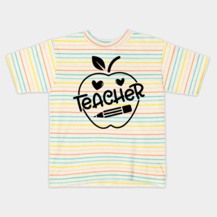Teacher Sign In An Apple, Pencil, Teacher’s Day Gift Kids T-Shirt