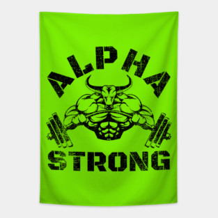 ALPHA STRONG BULL BODYBUILDING Tapestry