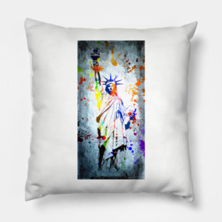 Statue of Liberty Grunge Pillow