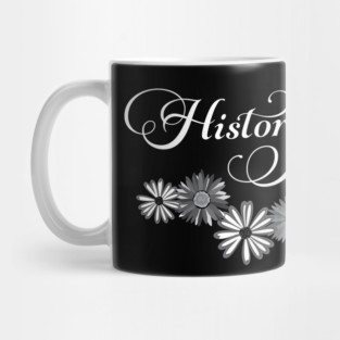 History Teacher Script Flowers White Text Mug