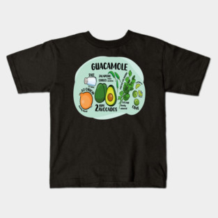 How to make guacamole illustrated recipe ingredients authentic mexican food guac Kids T-Shirt
