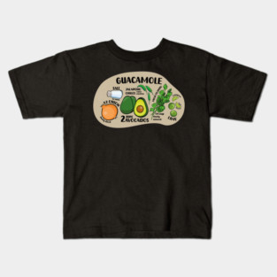 How to make guacamole illustrated recipe ingredients authentic mexican food Kids T-Shirt