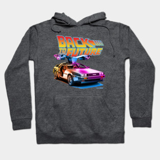 Delorean Back To the Future Synthwave Colors Hoodie