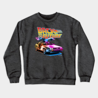 Delorean Back To the Future Synthwave Colors Crewneck Sweatshirt
