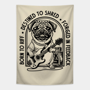 Rockstar Pug. Solo Vibes Tapestry