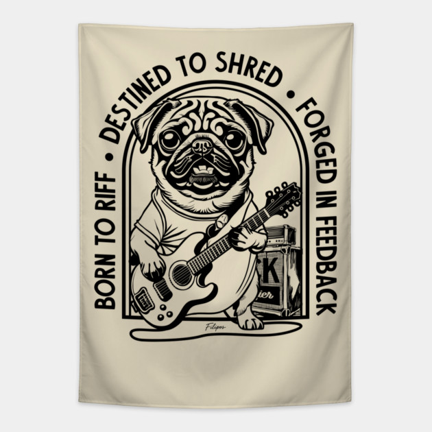 Rockstar Pug. Solo Vibes Tapestry by filiposwear