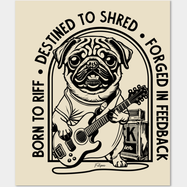 Rockstar Pug. Solo Vibes Wall Art by filiposwear