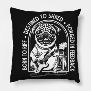 Rockstar Pug, Solo Vibes. Dark edition Pillow