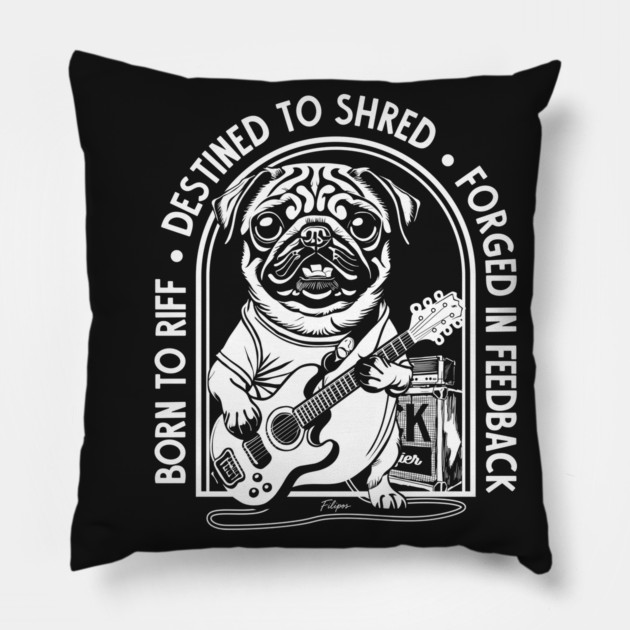 Rockstar Pug, Solo Vibes. Dark edition Pillow by filiposwear