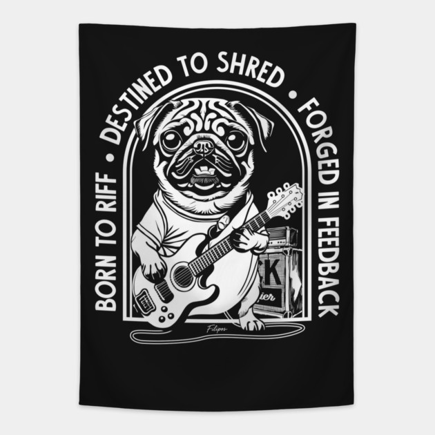 Rockstar Pug, Solo Vibes. Dark edition Tapestry by filiposwear