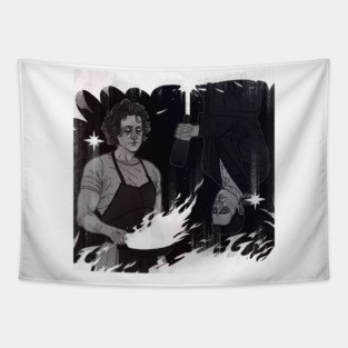 fire and water b and w Tapestry