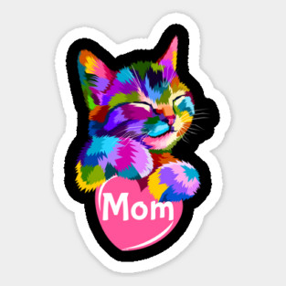 Cat Mom Heart Humor Sticker
