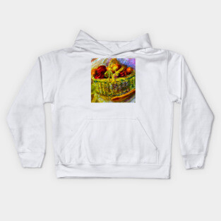 Basket With Fruit Impasto Painting Kids Hoodie