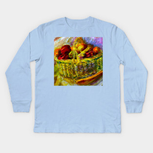 Basket With Fruit Impasto Painting Kids Long Sleeve T-Shirt
