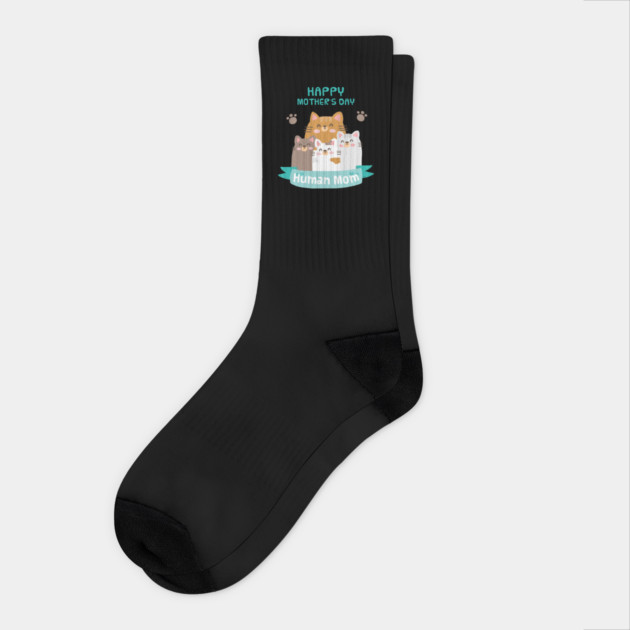 Happy Mothers Day Human Mom Cat Family Socks by creative