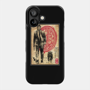 Lone Hitman and cub woodblock Phone Case