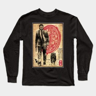 Lone Hitman and cub woodblock Long Sleeve T-Shirt