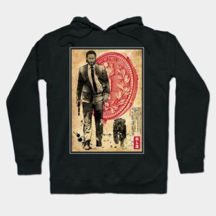 Lone Hitman and cub woodblock Hoodie
