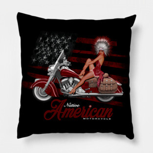 Legendary Native American Motorcycle by MotorManiac Pillow