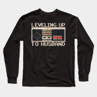 Leveling Up to Husband Play Gamer Groom Bachelor Party Long Sleeve T-Shirt