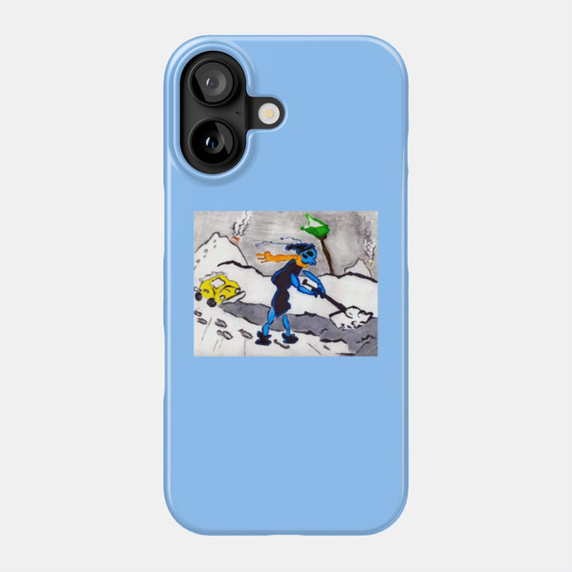 Alien Ant Shoveling Snow Phone Case by DonWillisJrArt