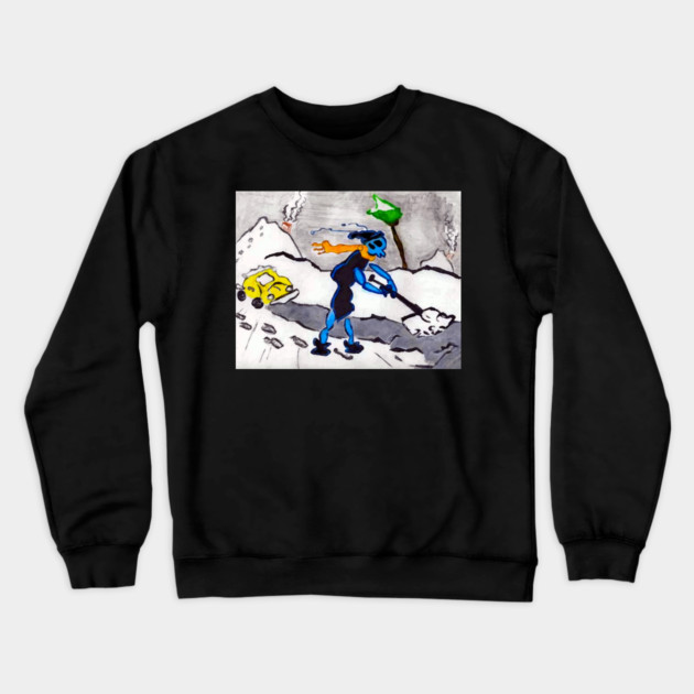 Alien Ant Shoveling Snow Crewneck Sweatshirt by DonWillisJrArt