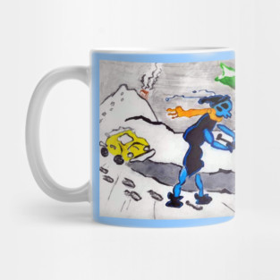Alien Ant Shoveling Snow Mug