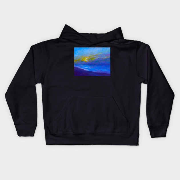 Cloudy Moonlit Ocean Painting Kids Hoodie by DonWillisJrArt