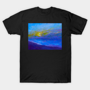 Cloudy Moonlit Ocean Painting T-Shirt