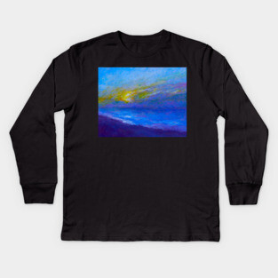 Cloudy Moonlit Ocean Painting Kids Long Sleeve T-Shirt
