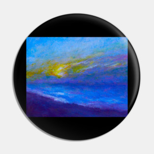 Cloudy Moonlit Ocean Painting Pin