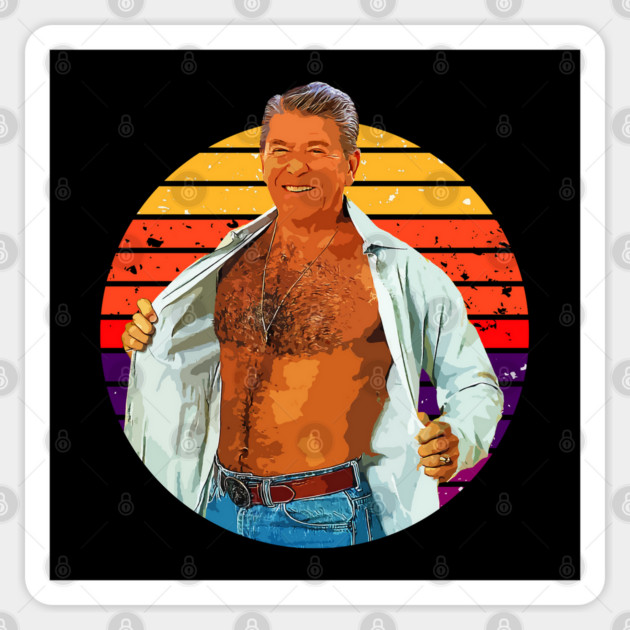 Ronald Regan ¯\_(ツ)_/¯ 80s Vintage Style Fan Design Sticker by shitposthero