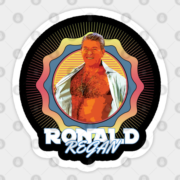 Ronald Regan ¯\_(ツ)_/¯ 90s Sun Aesthetic Fan Design Sticker by shitposthero