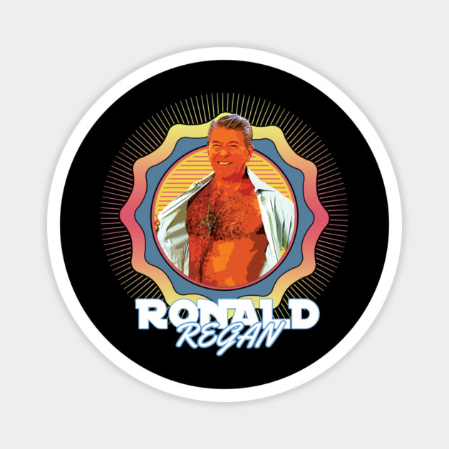 Ronald Regan ¯\_(ツ)_/¯ 90s Sun Aesthetic Fan Design Magnet by shitposthero