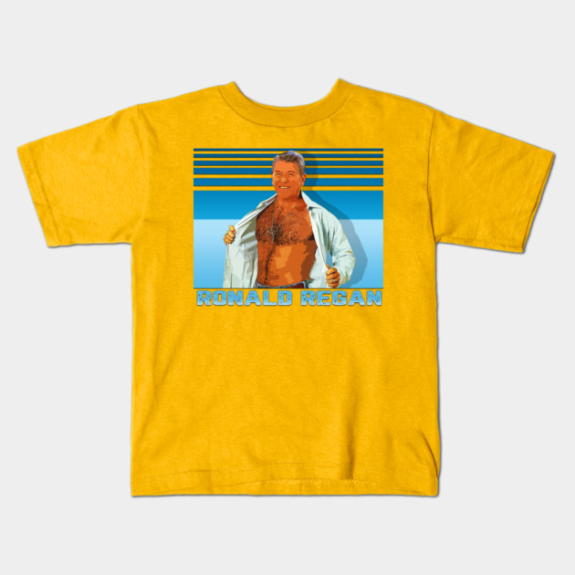 Ronald Regan ¯\_(ツ)_/¯ 90s Line Styled Fan Design Kids T-Shirt by Shit Post Hero