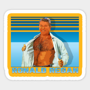 Ronald Regan ¯\_(ツ)_/¯ 90s Line Styled Fan Design Sticker