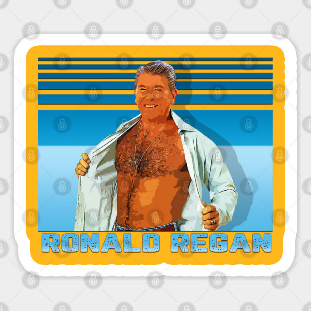 Ronald Regan ¯\_(ツ)_/¯ 90s Line Styled Fan Design Sticker by Shit Post Hero