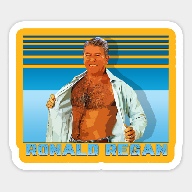 Ronald Regan ¯\_(ツ)_/¯ 90s Line Styled Fan Design Magnet by Shit Post Hero