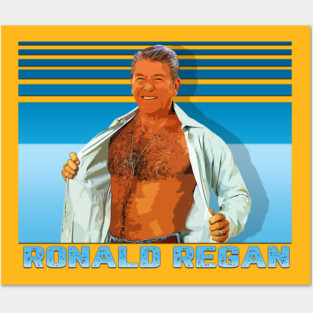 Ronald Regan ¯\_(ツ)_/¯ 90s Line Styled Fan Design Posters and Art
