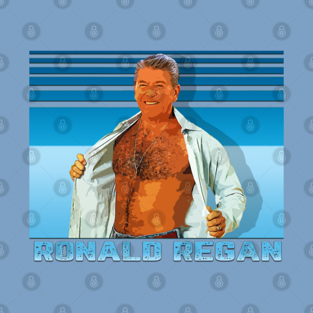 Ronald Regan ¯\_(ツ)_/¯ 90s Line Styled Fan Design by Shit Post Hero