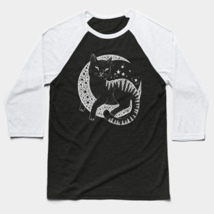 Moon Kitty Cat Baseball T-Shirt