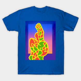 Y2K Abstract Study of a Woman – Neon Chillwave Silhouette T-Shirt