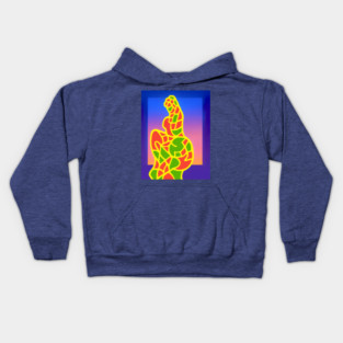 Y2K Abstract Study of a Woman – Neon Chillwave Silhouette Kids Hoodie